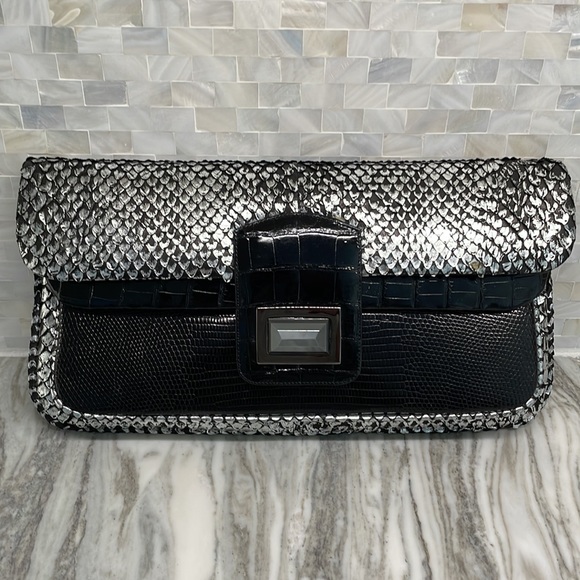 Kara Ross genuine python clutch - Picture 1 of 7